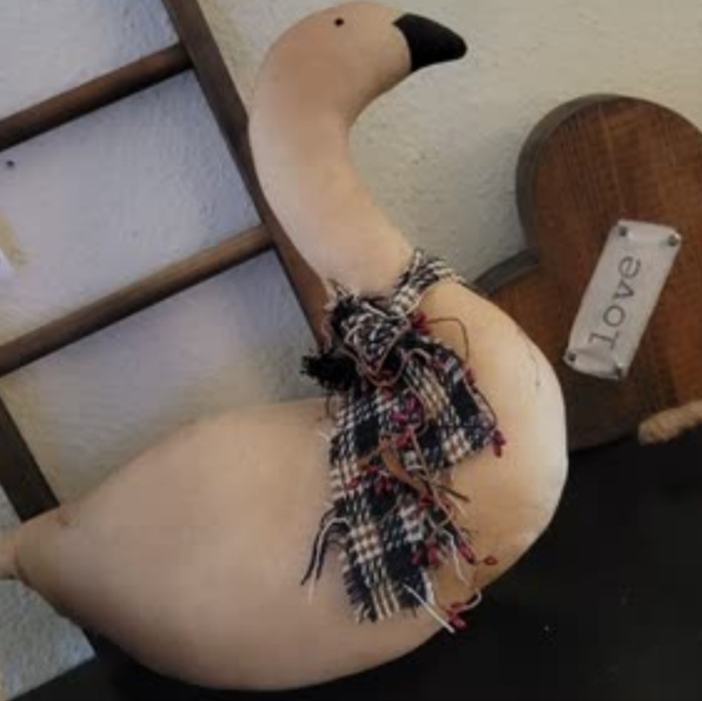 Decorative Goose with Plaid Scarf